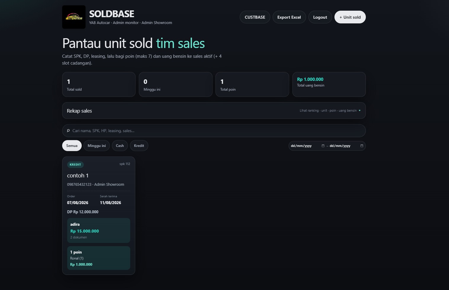 SOLDBASE — Unit Sold